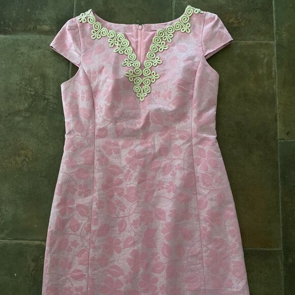 Lilly Pulitzer Annie Formal Dress - Sz 10 - Pink with Metallic pattern!!! - Picture 1 of 3